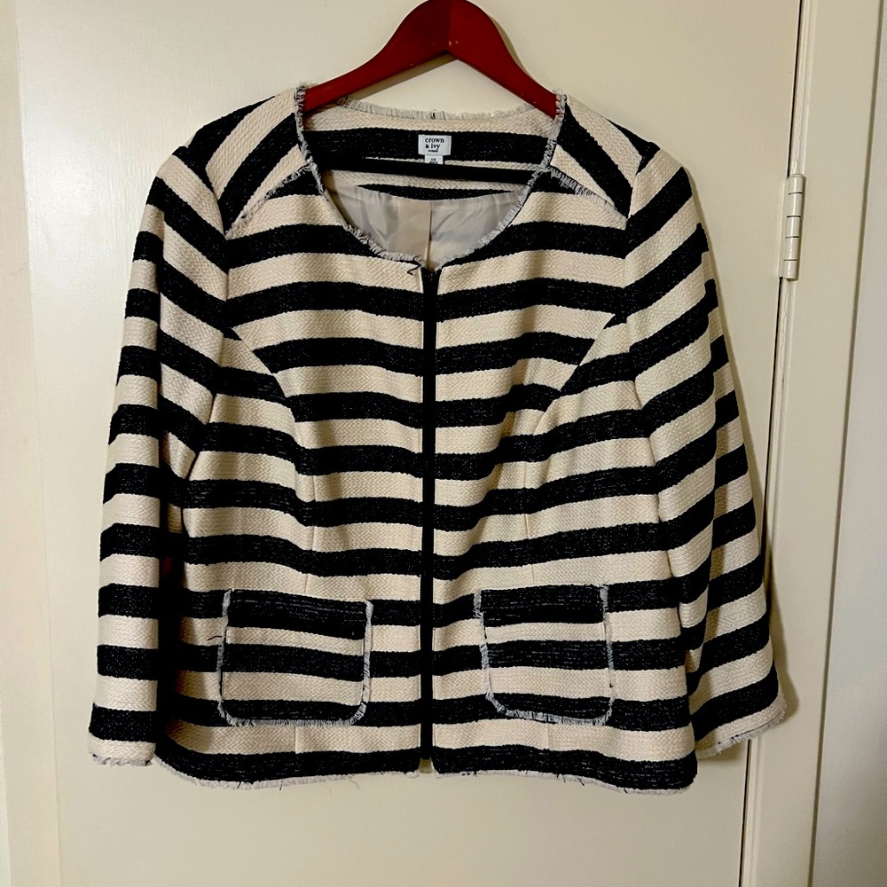 crown & ivy navy and cream Striped Blazer